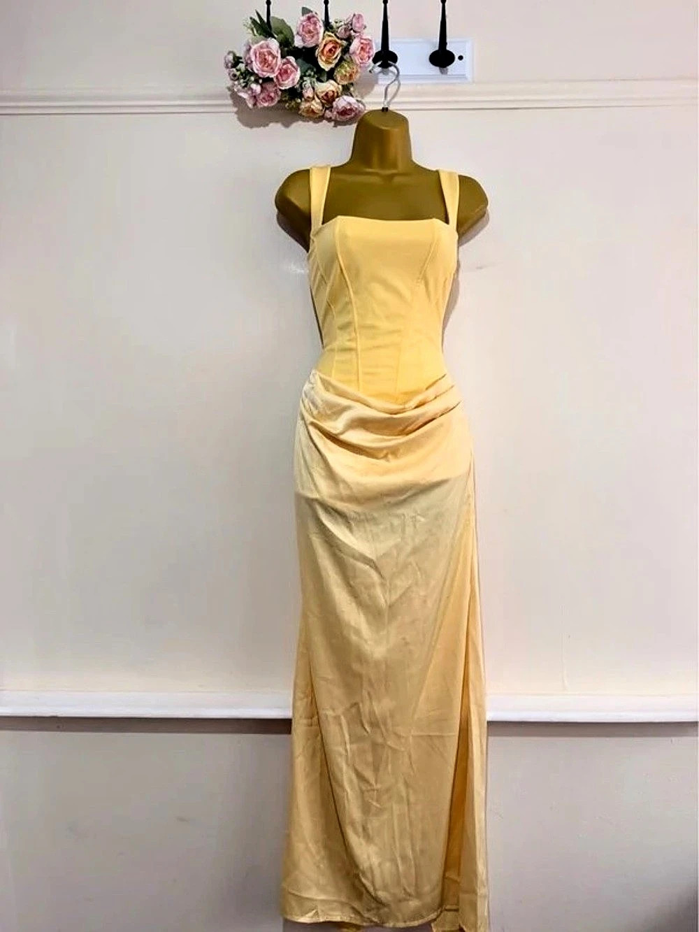 Yellow Ruched Maxi Dress